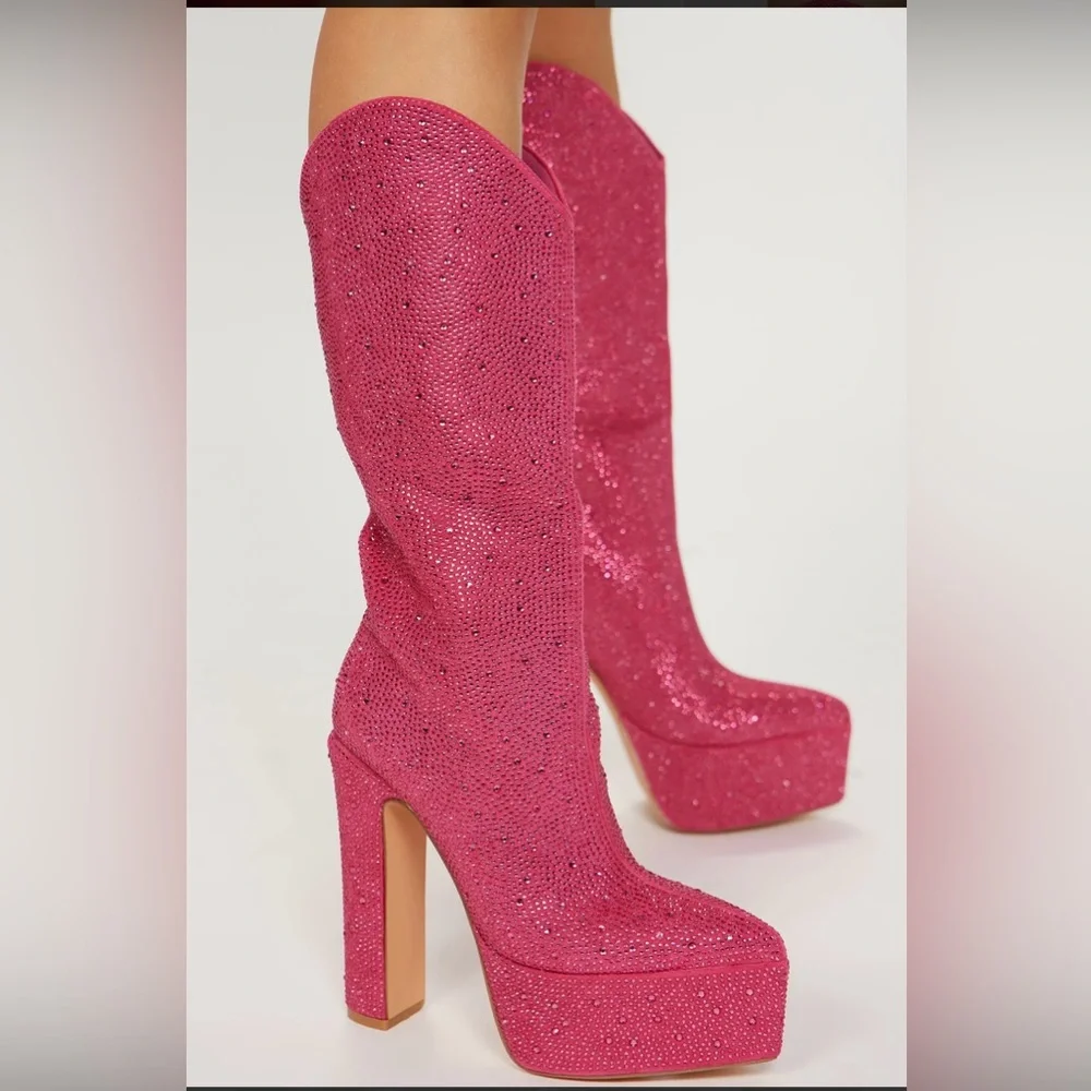 Fashion Nova Pink Boots - Picture 2 of 3